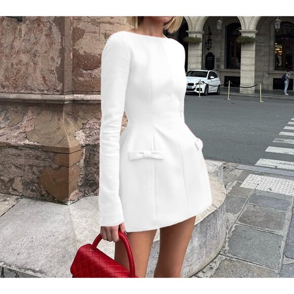 Women's Long Sleeve Mini Dress Polyester Spandex Bodycon Party Night Out - Picture 2 of 7